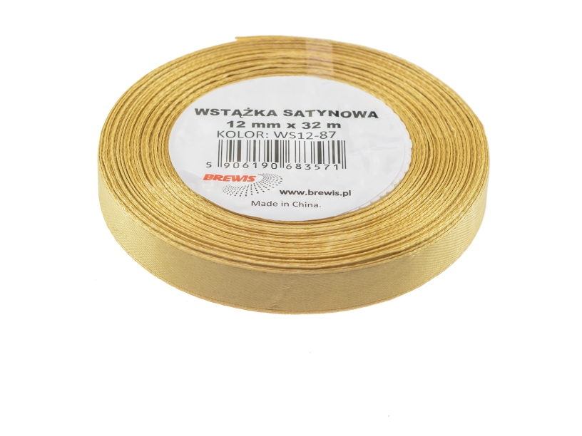 Wstążka satynowa 12mmx32m złota Brewis